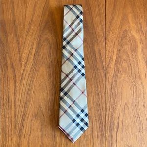 Burberry London Mens Tie - Tan Black and Red